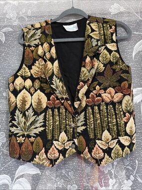 Vintage Deborah Murray Western Leaf Vest Large